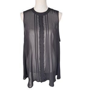 Torrid Black Sheer Chiffon Pintuck Ruffle Sleeveless Blouse Size 2 2X Goth NWT